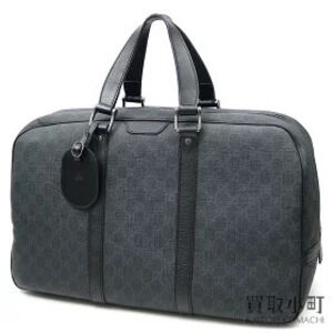 Gucci GG Supreme Duffle Bag Black Gray Boston Double GG Plus